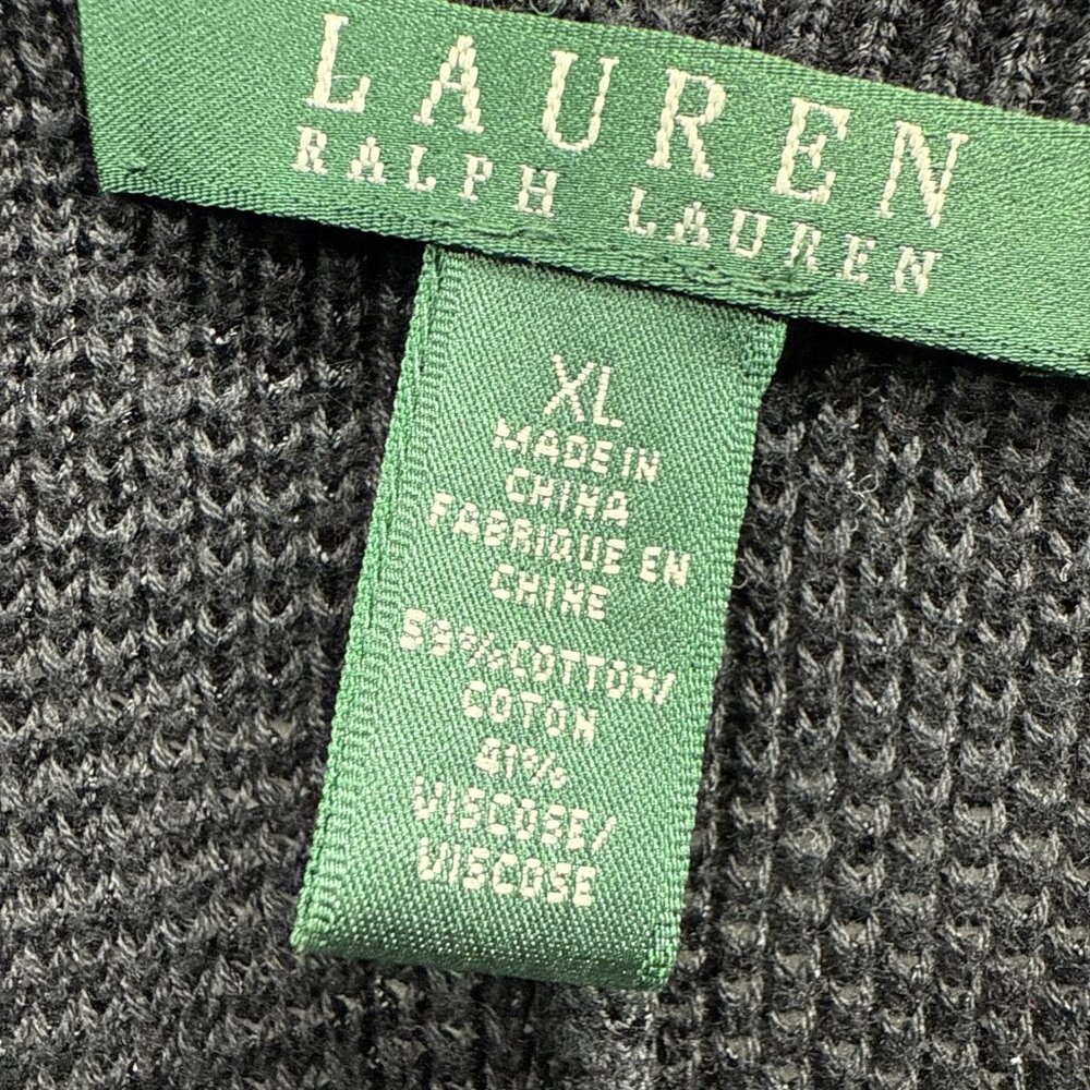 Lauren Ralph Lauren Women's Sweater Cardigan Sz XL Solid Black 3/4 Sleeve Knit - Picture 2 of 7